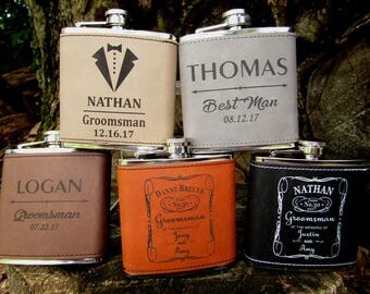 Groomsman Flask Gift Groomsmen Gift, Personalized Flask, Engraved Hip Flask, Bridal Party Gift, Father of Bride, Father of Groom, Usher