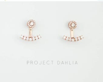 Rose Gold Ear Jackets, Ear Climber, Earrings, Modern Jewelry