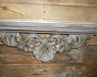 Vintage Shabby Chic Wood Wall Console Shelf Hollywood Regency Wall Sconce Shelf
