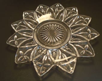 Federal Glass 6 1/2" Plate Pressed Clear Glass Petal Pattern