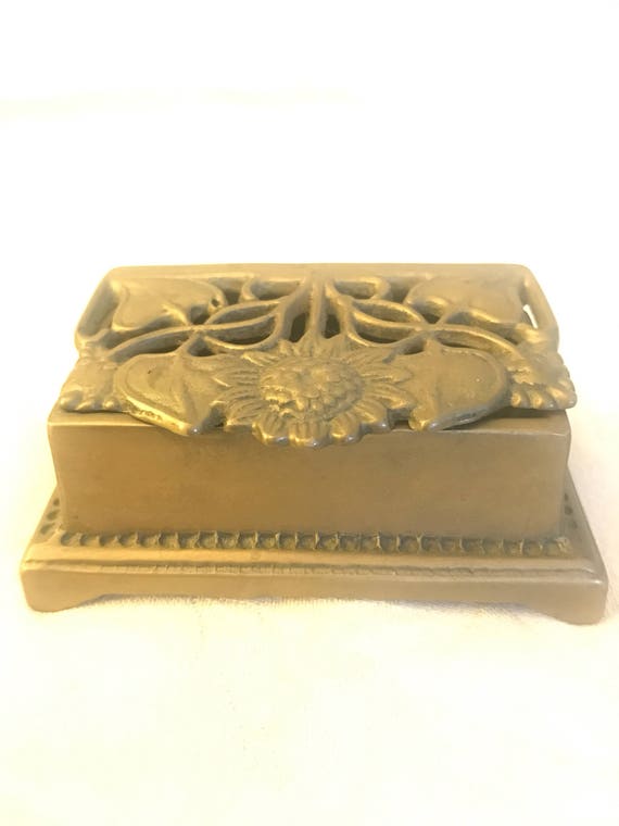 Art nouveau brass stamp holder