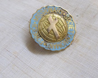 Gold Plated Enamel Woman's Foreign Missionary Pin; Edwardian