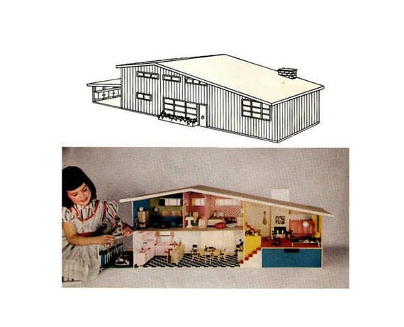 DOLLHOUSE PLANS Mid Century Split Level Doll House McCalls DiY ... DOLLHOUSE PLANS Mid Century Split Level Doll House McCalls DiY ...