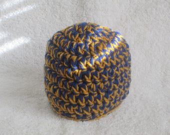 Baby Team Spirits Chunky Beanie~0-6 Months-Blue/Gold