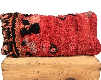 Moroccan Pillow Made From Vintage Moroccan Rug 12x24" Vintage Boujaad Pillow, Moroccan Boujaad Pillow, Moroccan Cushion, Moroccan Pillow