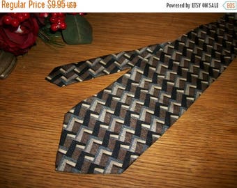 Mens Neck Tie Milano Uomo Silk Tie Black Silver Beige Geometric Vintage Necktie Made in the USA Mens Business Suit Formal Accessory Neckwear