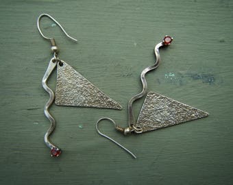 Vintage Sterling Silver 925 Mid Century design drop earrings.