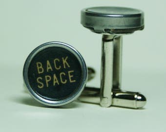 Antique Typewriter Key Cufflinks "BACK SPACE" Key FREE Gift Bag