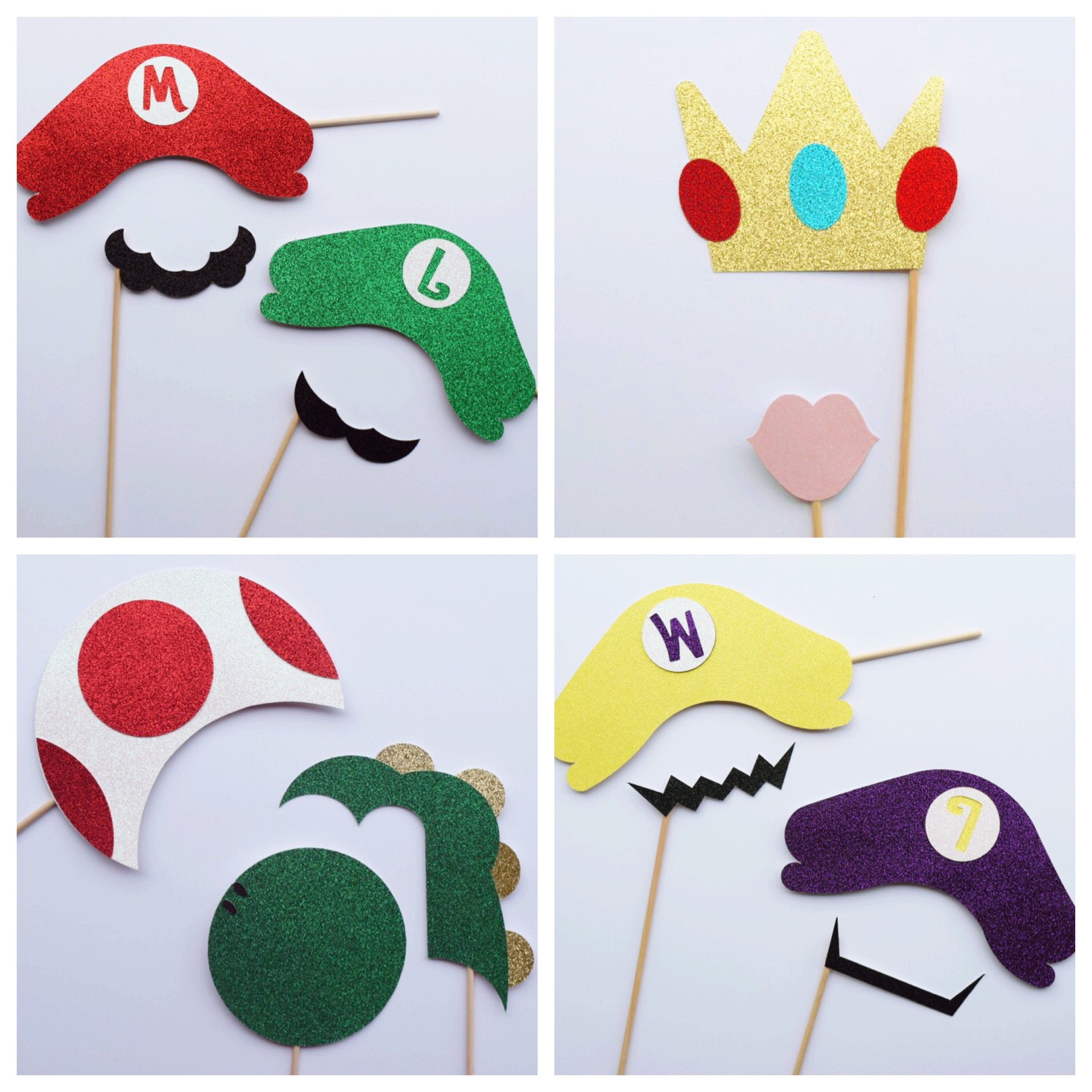 Super Mario Photo Booth Props 80's Party Decor Video