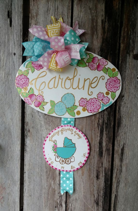 Newborn infant hospital door hanger hospital door hanger