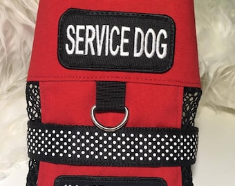 Dog Service Vest /Therapy / RED / XS / Service Dog patch at top / polka dot / In Training