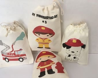 Favor bags Firefighters party. Firefighters goodies bag. Firefighters party.