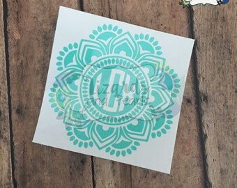 Mandala Monogram Decal / Single Color Mandala Monogram Decal / Mandela Monogram Decal/Mandela YETI Decal/Mandela RTIC Decal / Mandala Decal