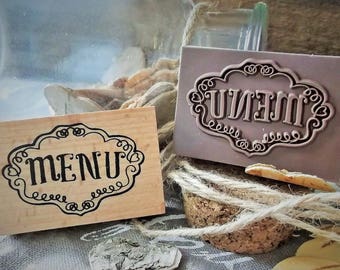 Wooden rubber stamp "menu" birthday, wedding, party new