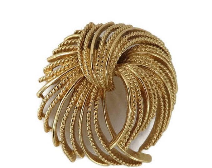 ON SALE! Vintage MONET Brooch, Gold Tone Textured Signed Monet Costume Jewelry Gift Idea