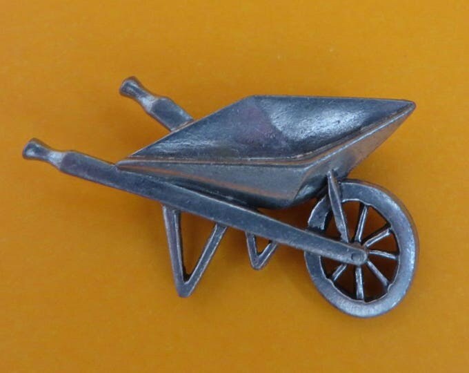 Pewter Brooch - Vintage CLIFT Wheelbarrow Brooch Pin, Gift idea, Gift Box