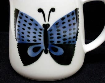 Butterfly Pitcher Arabia Finland Kaj Franck Indigo Blue & Black on White Mid Century Modern Design Scandinavian Perhonen Vintage Kitchen