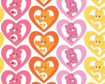 pink care bear with two hearts