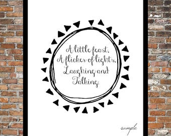 FOUND POEM, A Little Feast, Candlelight, Dinner, Romance, Love, Print, 8 x 10 instant download