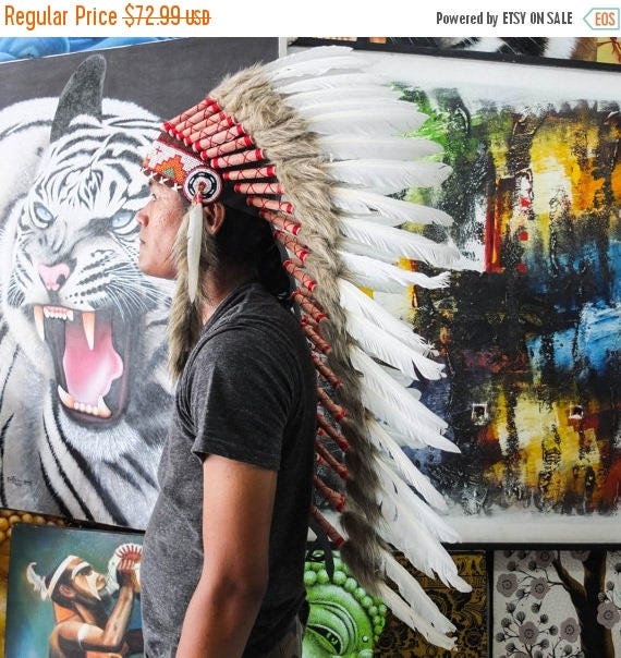 25 OFF SALE The Original Real Feather White Chief Indian
