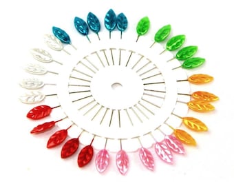 Wheel pins multicolored mother of Pearl leaves