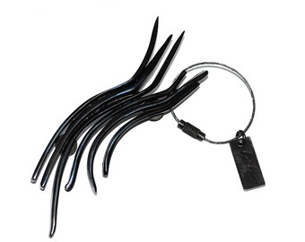 Rare Yohji Yamamoto Pour Homme Avant Garde Modernist Statement Brooch, Black Gunmetal Abstract Men's Pin for Coat or Jacket Japan Jewelry