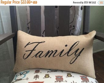 SALE Family Burlap Pillow Cover - Fits a 12" x 22" pillow insert