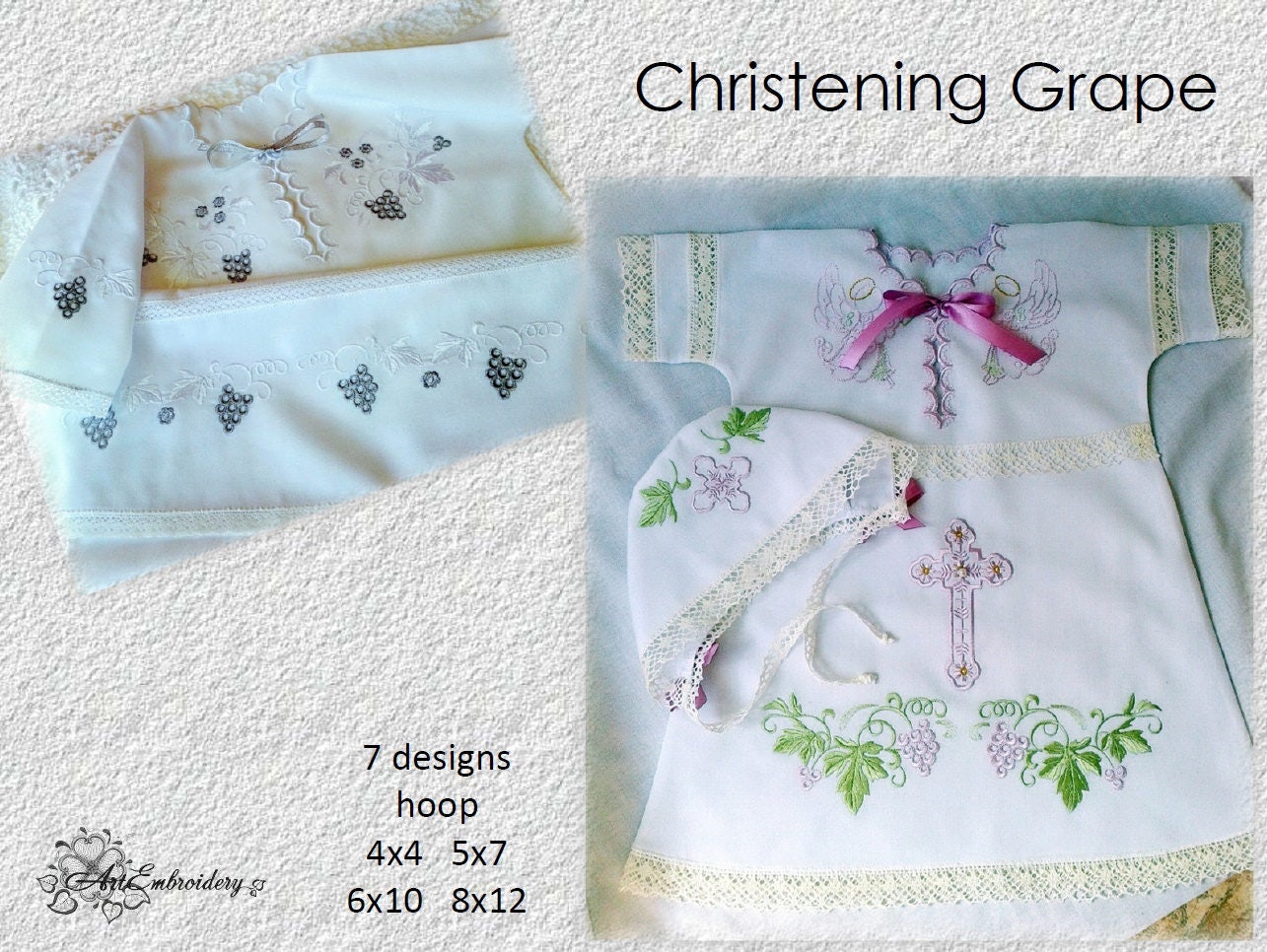 Christening Grape Machine Embroidery Designs Set for