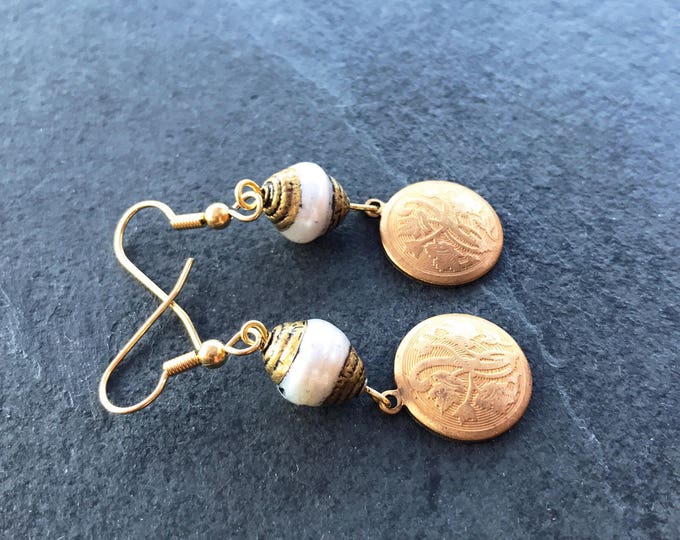 Unique Earrings, Vintage Earrings, Tibetan Earrings, Turquoise Earrings, Handcrafted Earrings, Handmade earrings, Gold Earrings, Earrings