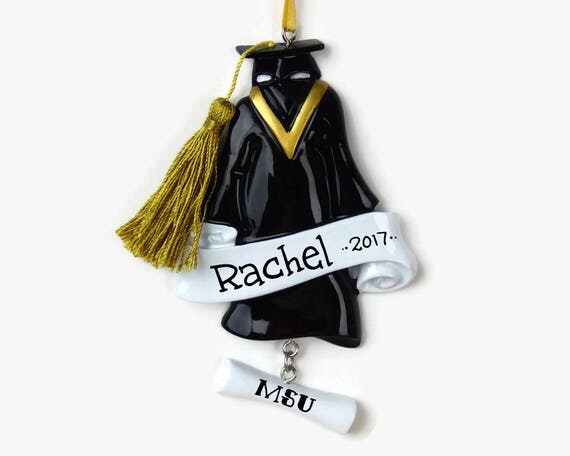 Graduate Personalized Ornament Cap and Gown Hand