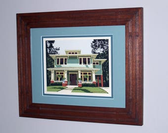 Unique Craftsman Frame-Prairie Style Frame-Mahogany Frame-Home Sweet Home