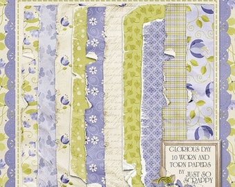 On Sale 50% Glorious Day Digital Scrapbook Kit Worn and Torn Papers - Digital Scrapbooking