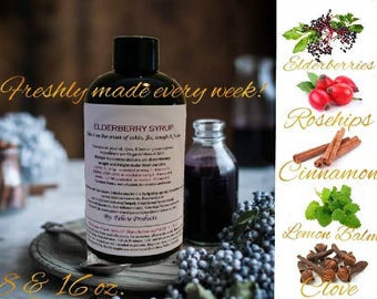 Elderberry Syrup - ORGANIC Cold, Cough & Flu Syrup. Elderberry Syrup Immunity Booster, Elderberry Syrup- 8 and 16 oz Cheaper than Amazon!
