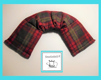 Microwavable Heating Pad, Neck Warmer, Rice Heating Pad, Flax Seed, Sunny Heat Pack, Red Gray Black Plaid