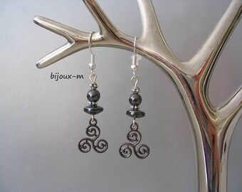 Boucles d'oreilles gris foncé motif celtique