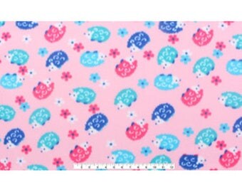Hedgehog Flower Power Blizzard Fleece Fabric by the yard