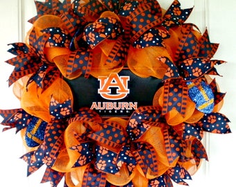 Auburn Wreath, Auburn War Eagles Wreath, Mesh Wreath,War Eaagles Wreath, Football Wreath, College Wreath, Collegiate Wreath, Door Wreath