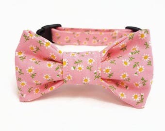 Dog Collar with Bow Tie - "Daisy" - Small/Medium/Large/Extra Large -Soft/Durable Dog Bow Tie Collar -Girly Dog Collar -Cute Dog Collar