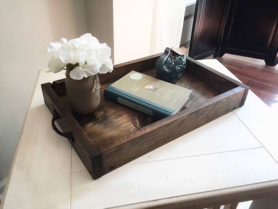 Rustic Wooden Ottoman Tray Decorative Tray Coffee Table