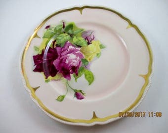 Roses Hand Painted Plate 10 1/2" signed ULLRICK