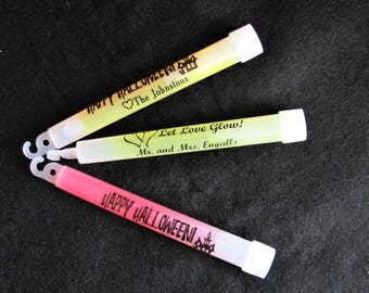 CUSTOMIZE a Pack of 10 - 6" glow stick for parties, halloween, give aways, birthdays, raves, EDC, burning man, mardi gras, etc.