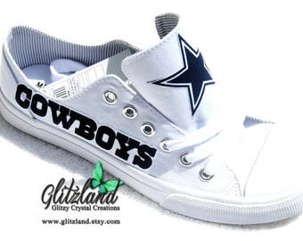 Dallas Cowboys White Canvas Low Tops Tennis Shoes