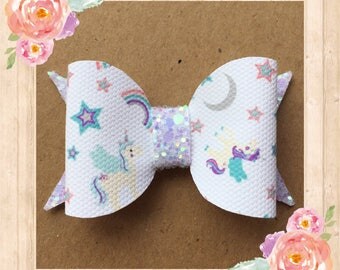 Unicorn hair bow, Unicorn bow, Hair bow, Glitter bow, Bows, Unicorn accessories, Cute hair bows, Handmade hair bows, Summer hair bows