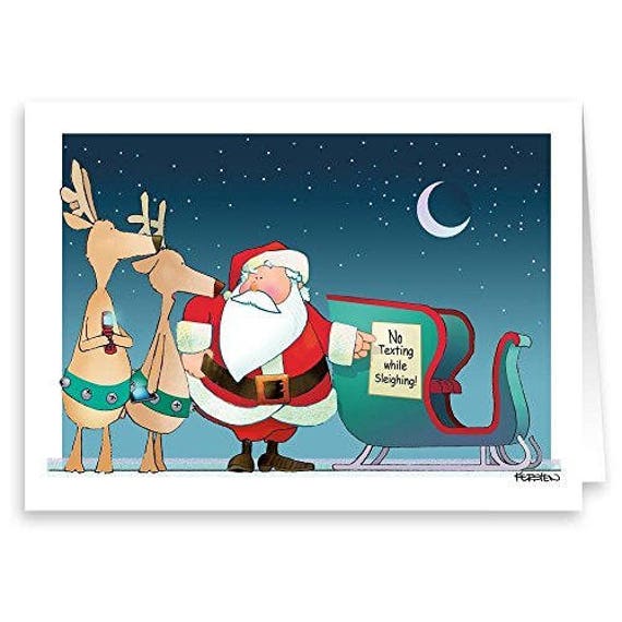 Funny Christmas Cardss Santa Says No Texting Christmas Card