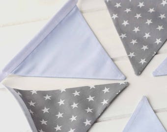 Blue and Grey Star Bunting
