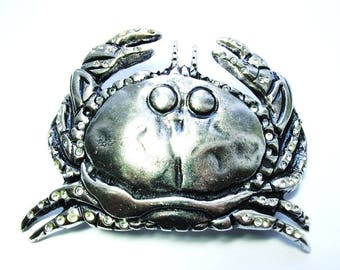 LOOP BUTTON CRAB 10/12 CM 4CM PASSAGE RHINESTONE ANTIQUE SILVER