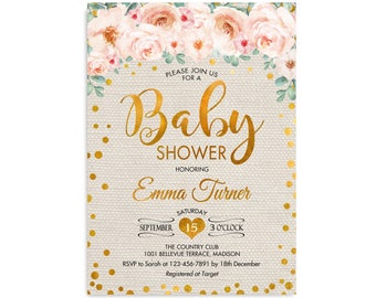 Piggy Baby Shower Invitation printable baby girl shower