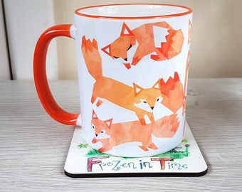 Watercolour Fox mug Coffee Mug Cute coffee mug Tribal decor Arrow Ceramic 11oz mug Mugs Animal Mug Gift for him or her