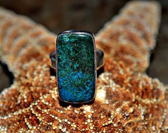 Chrysocolla Silver Ring - 925 Sterling Silver Ring - Chrysocolla ring size 6.5 - Silver Ring - Gemstone Ring