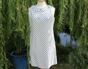 1960's Summer Shift Dress, Polka Dot with Neck detail